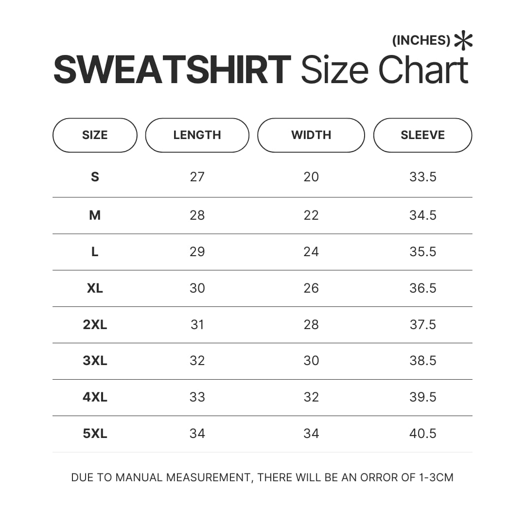 Sweatshirt Size Chart - Elden Ring Gifts