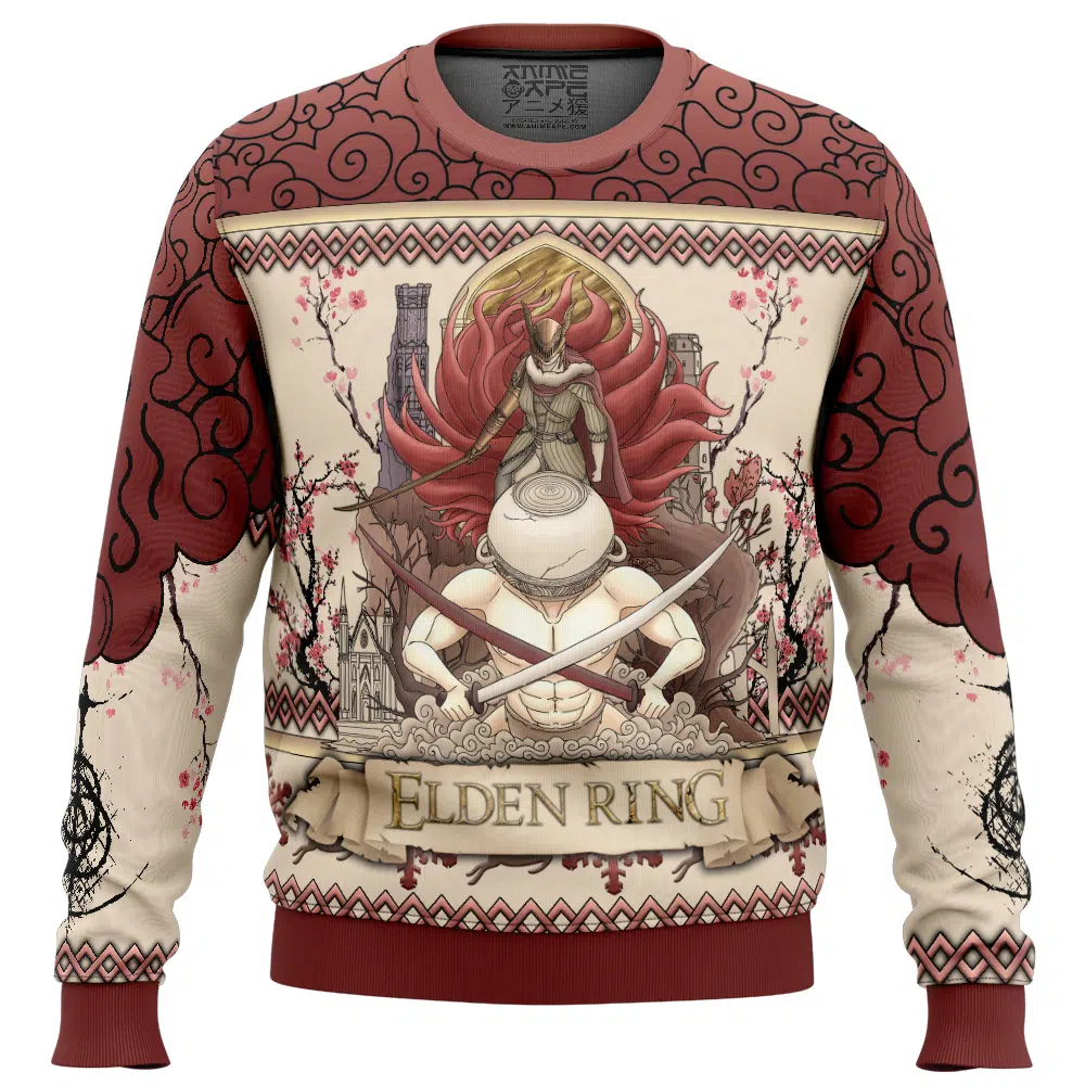 Malenia Blade of Maquella Elden Ring Ugly Christmas Sweater FRONT mockup - Elden Ring Gifts